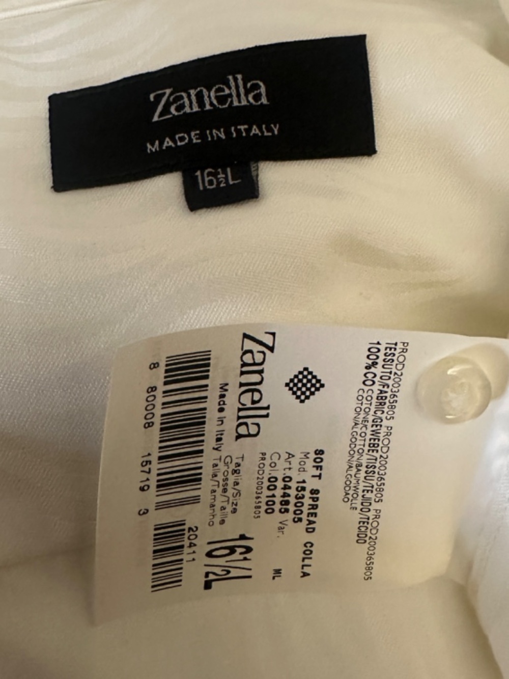 Zanella Textured Long Sleeve Shirt 16.5 L Gently worn Made in Italy 100% cotton - Picture 4 of 5